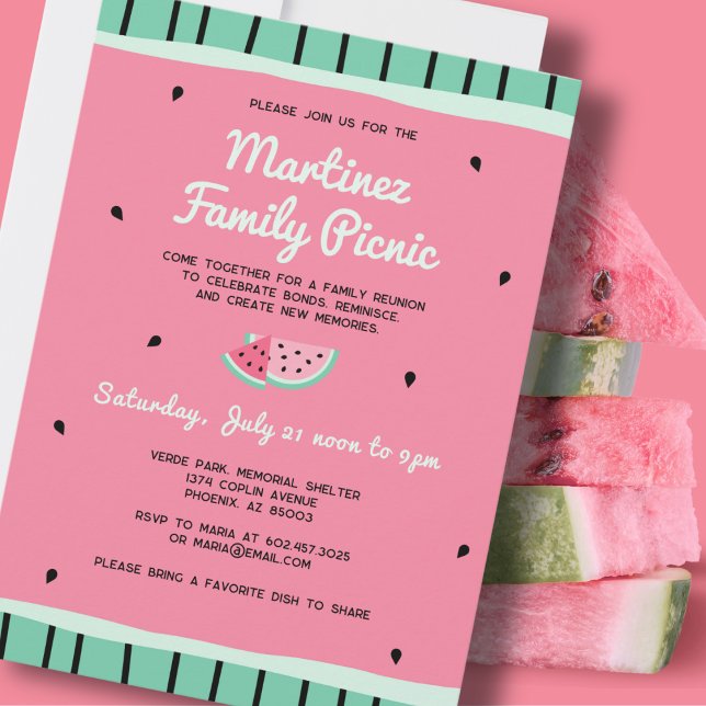 Family Reunion Summer Picnic Party Watermelon Invitation (Creator Uploaded)