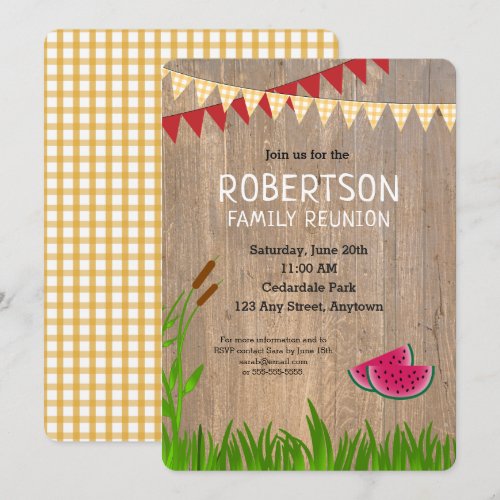 Family Reunion Summer Picnic Rustic Invitation