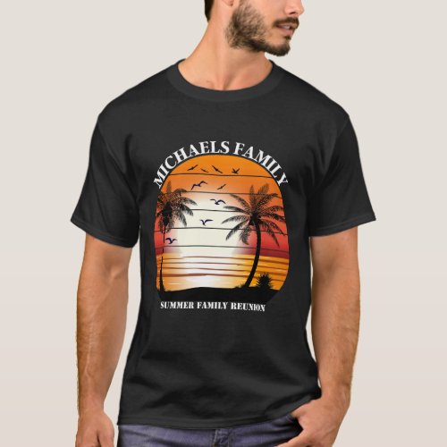 Family Reunion Summer Sunset Beach Palm T_Shirt