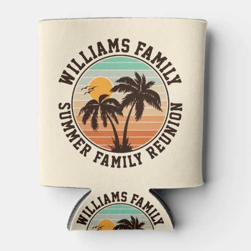 Family Reunion Summer Sunset Beach Palm Tree Can Cooler