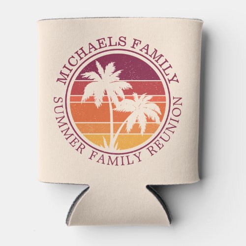 Family Reunion Summer Sunset Beach Palm Tree Can Cooler