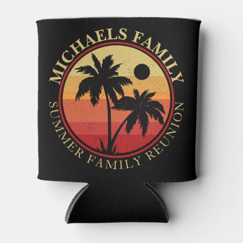 Family Reunion Summer Sunset Beach Palm Tree Can Cooler