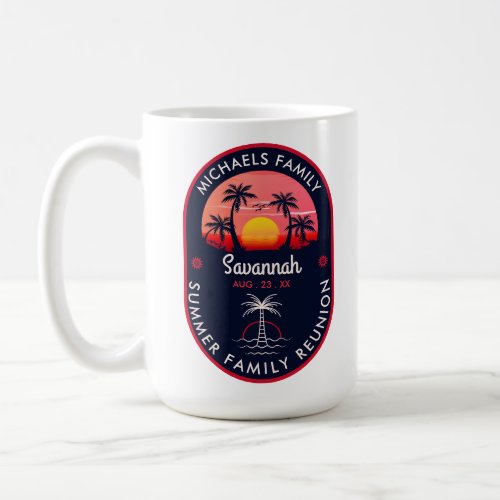 Family Reunion Summer Sunset Beach Palm Tree Coffee Mug