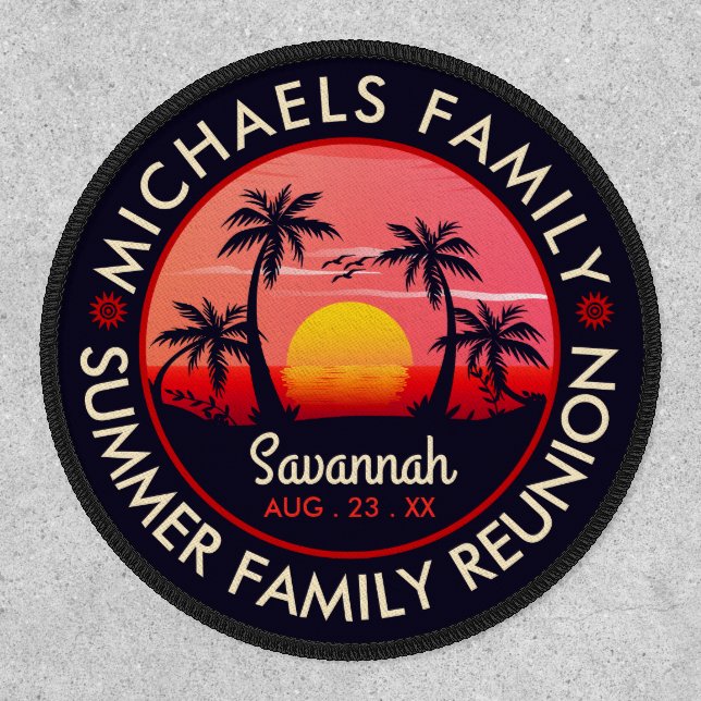 Family Reunion Summer Sunset Beach Palm Tree Patch (Front)