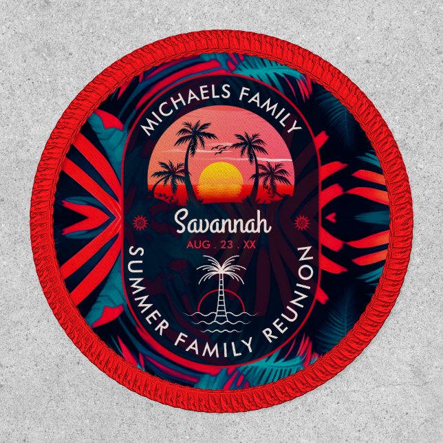 Family Reunion Summer Sunset Beach Palm Tree Patch (Front)