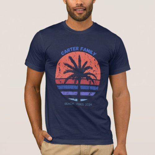 Family Reunion Summer Sunset Beach Palm Tree  T_Shirt