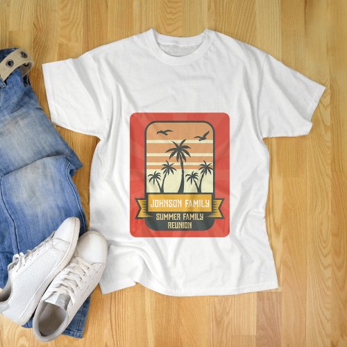 Family Reunion Summer Sunset Beach Palm Tree T_Shirt