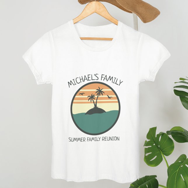 Family Reunion Summer Sunset Beach Palm Tree T-Shirt (Creator Uploaded)