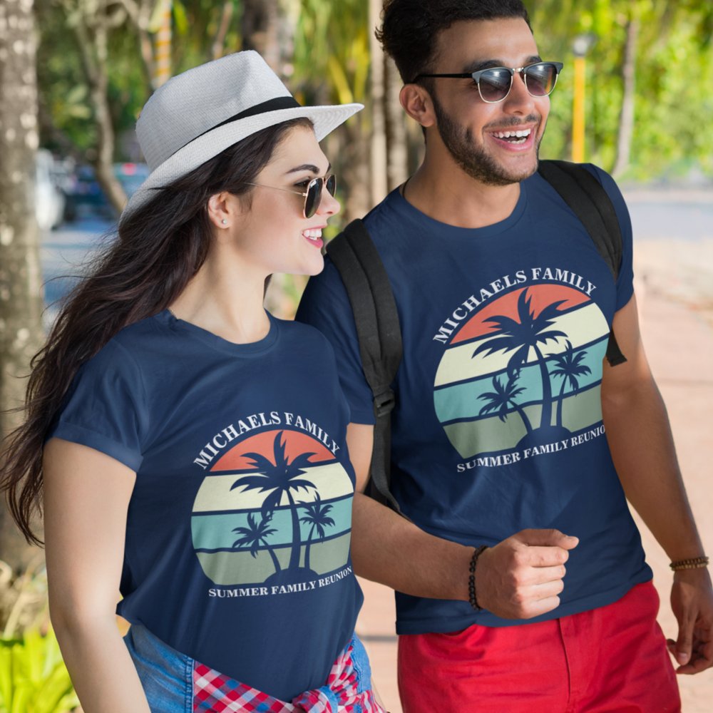 Discover Family Reunion Summer Sunset Beach Palm Tree T-Shirt