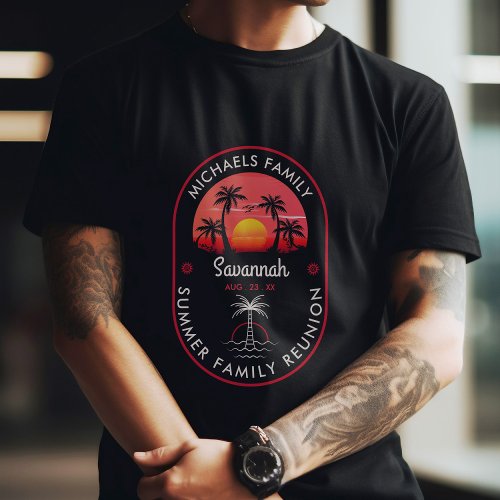 Family Reunion Summer Sunset Beach Palm Tree T_Shirt