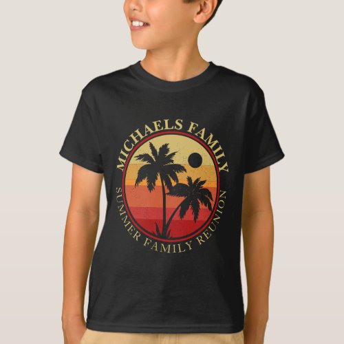 Family Reunion Summer Sunset Beach Palm Tree T_Shirt