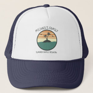 Family Reunion Summer Sunset Beach Palm Tree Trucker Hat