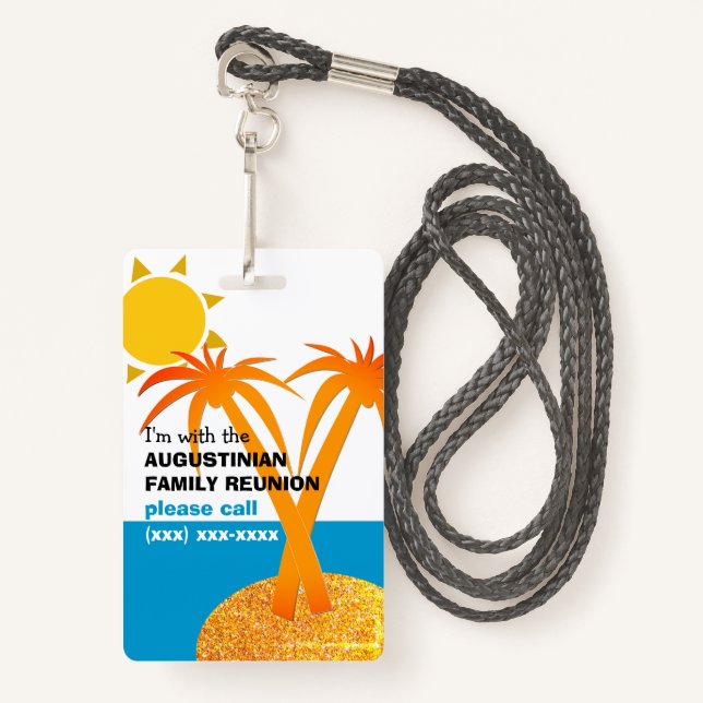 Family Reunion Summer Vacation LOST CHILD Badge (Front with Lanyard)