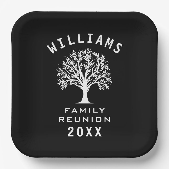 Family Reunion Summer Vacation Road Trip Cool Tree Paper Plates (Front)