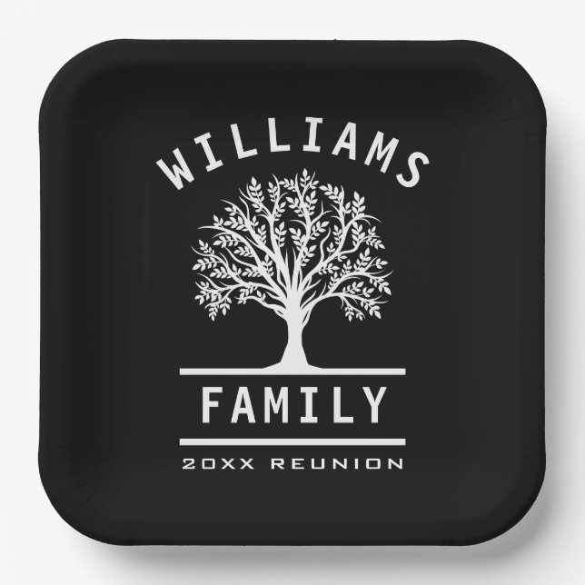 Family Reunion Summer Vacation Road Trip Tree Paper Plates (Front)