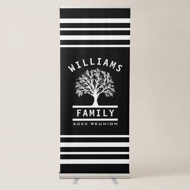 Family Reunion Summer Vacation Tree Silhouette Retractable Banner (Front)