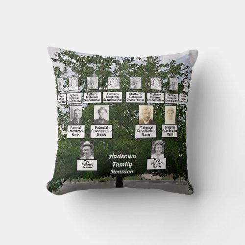 Family Reunion Summertime Tree 3 Generation Throw Pillow