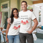 Family Reunion Summmer T-Shirt<br><div class="desc">This Family Reunion T-shirt is decorated with watercolor summer watermelons.
Easily customizable.
Use the Design Tool to change the text size,  style,  or color.
As we create our artwork you won't find this exact image from other designers.
Original Watercolor © Michele Davies.</div>