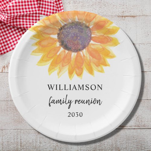 Family Reunion Sunflower Paper Plates