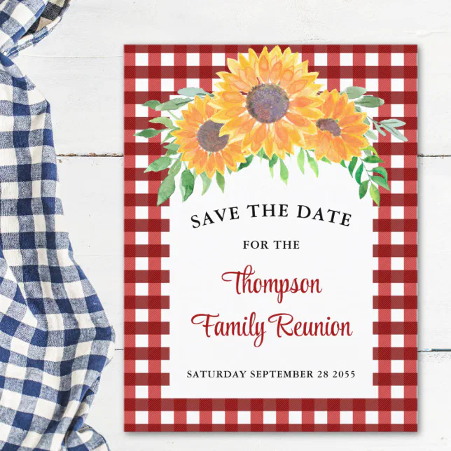 Family Reunion Sunflower Save The Date Announcement Postcard | Zazzle