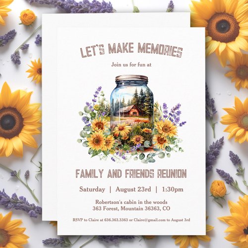 Family Reunion Sunflowers Forest Cabin Invitation