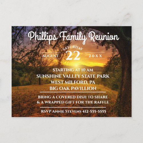 Family Reunion Sunrise Photo Invitation Postcard