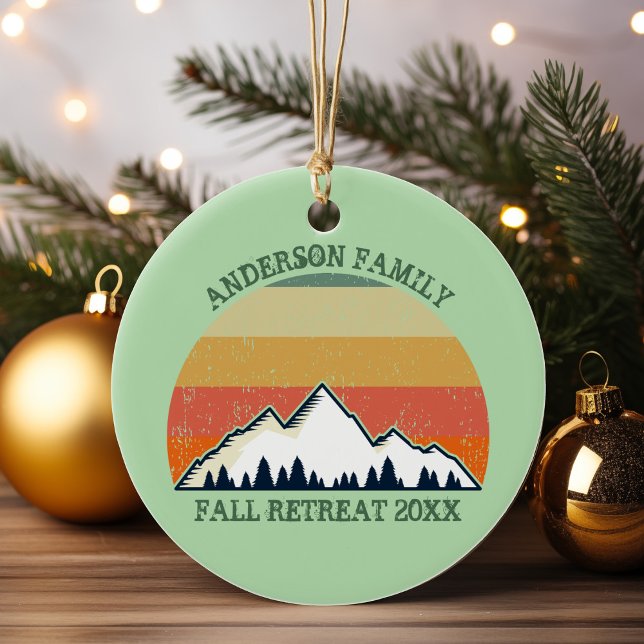 Family Reunion Sunset Mountain Beautiful Keepsake Ceramic Ornament (Creator Uploaded)