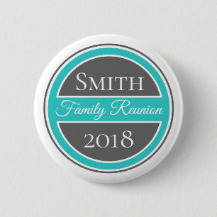 Family Reunion Teal and Gray Button