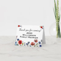Family Reunion Thank You Card Poppy Wildflowers