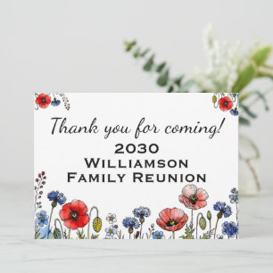 Family Reunion Thank You Red Poppy Wildflowers Card