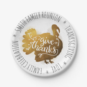 Family Reunion Thanksgiving Celebration. Custom. Paper Plates