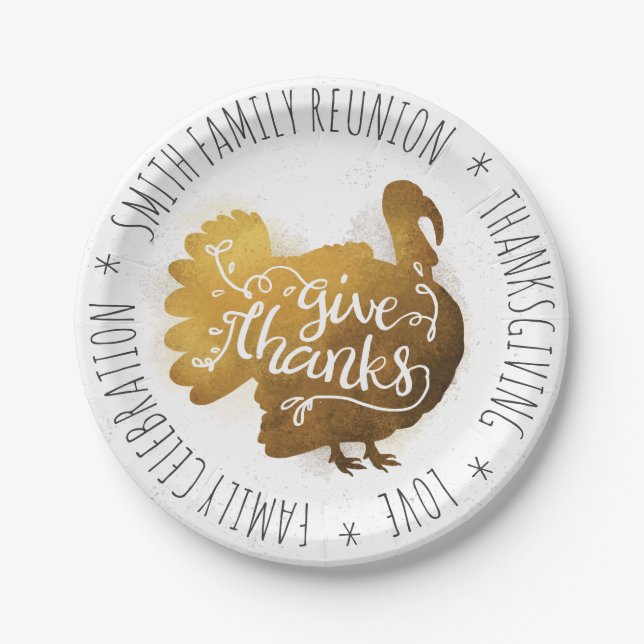 Family Reunion Thanksgiving Celebration. Custom. Paper Plates (Front)