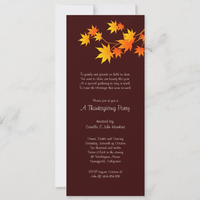Family Reunion Thanksgiving Dinner Party Invitation (Front)