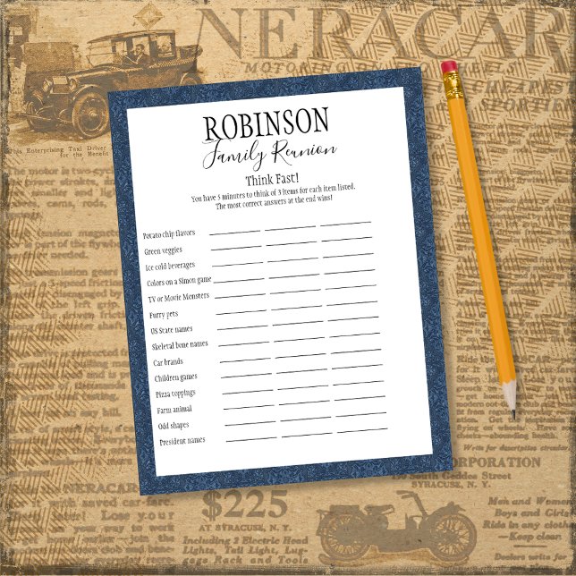 Family Reunion Think Fast Game (Creator Uploaded)