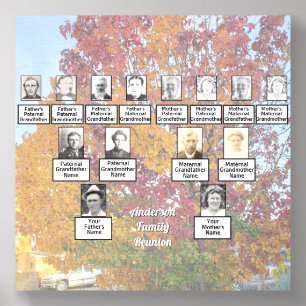 Family Reunion Three Generation Autumn Tree  Foam Core Photo Tile