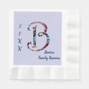 Family Reunion Tie-dye Letter B Monogram Gathering Napkins