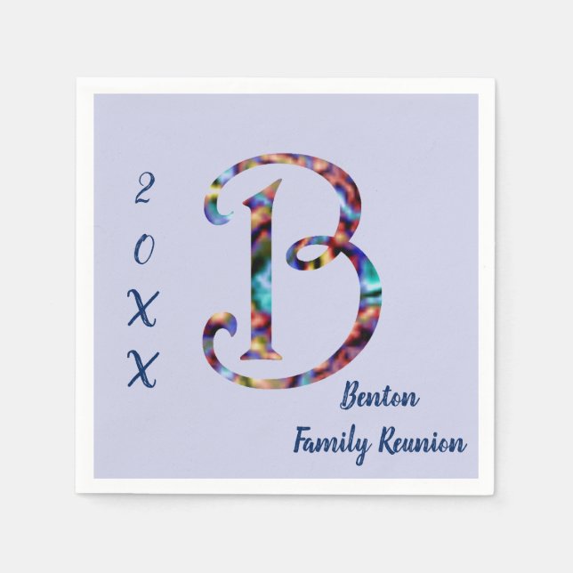 Family Reunion Tie-dye Letter B Monogram Gathering Napkins (Front)