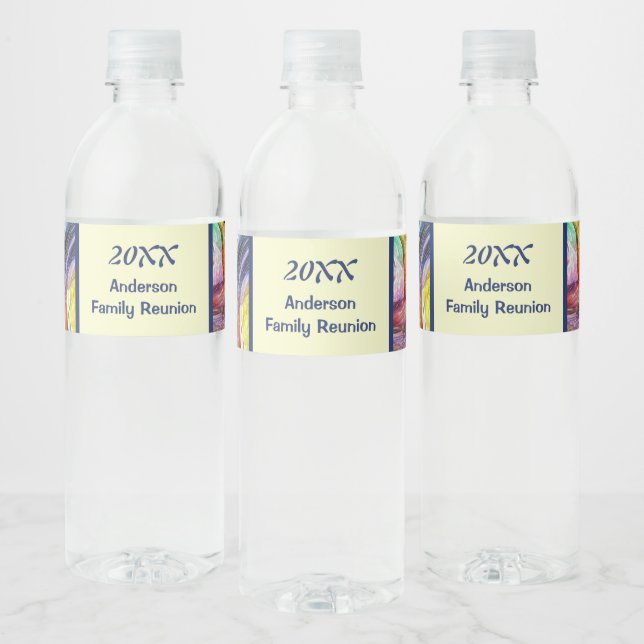 Family Reunion Tie Dye Swirled Large Gathering Water Bottle Label (Bottles)