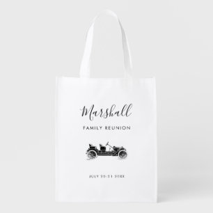 Family Reunion Tote Bag with Vintage Car