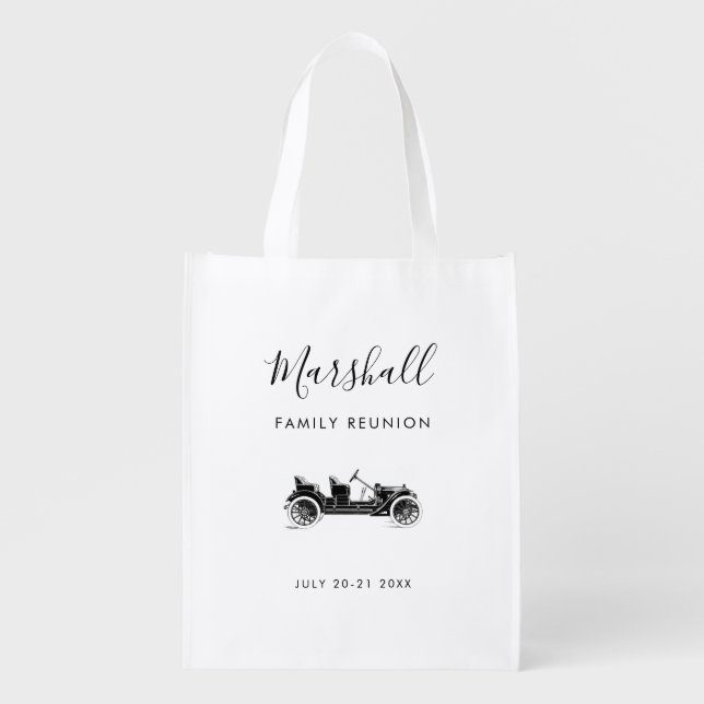 Family Reunion Tote Bag with Vintage Car (Front)