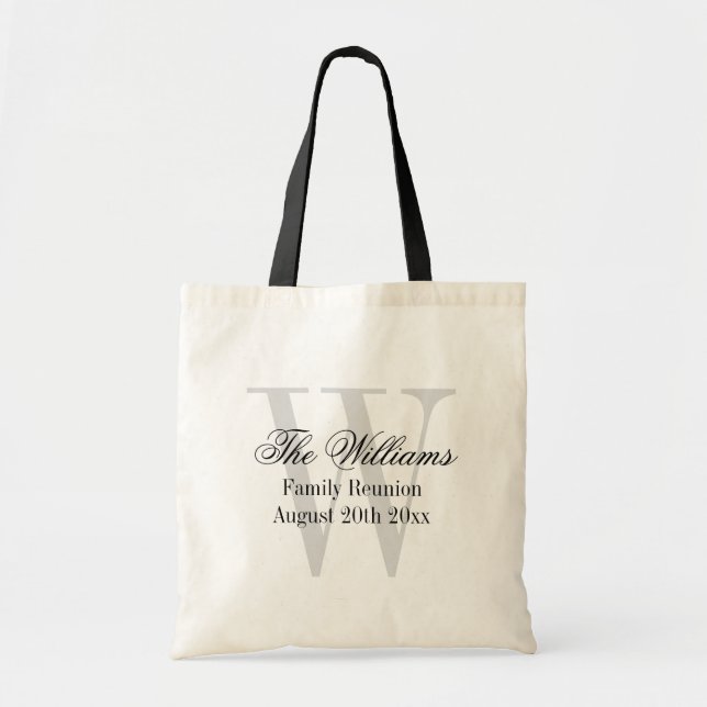 Family reunion tote bags with elegant monogram (Front)