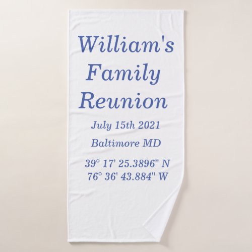 Family Reunion Towel Personalized