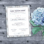 Family Reunion Travel Award Blue Crest<br><div class="desc">Enjoy this beautiful light blue family crest pattern paper background with the front of certificate awarded to the family member who traveled the most.  Customize many of the template fields either now or later on.  Just delete the template words if you want to completely fill it in later.</div>
