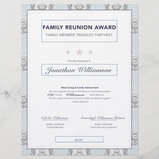 Family Reunion Travel Award Blue Crest | Zazzle.com