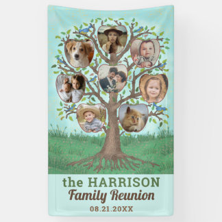 Family Reunion Tree 8 Photo Collage Custom Party Banner