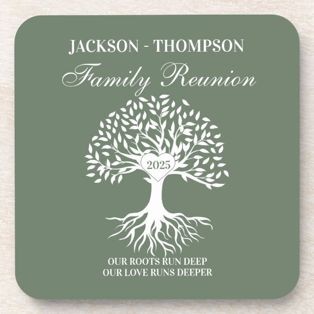 Family reunion tree beverage coaster (Front)