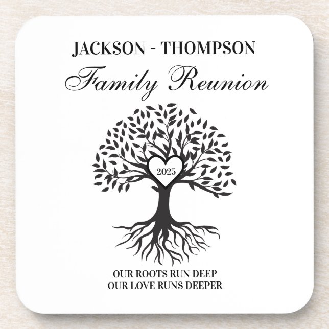 Family reunion tree beverage coaster (Front)