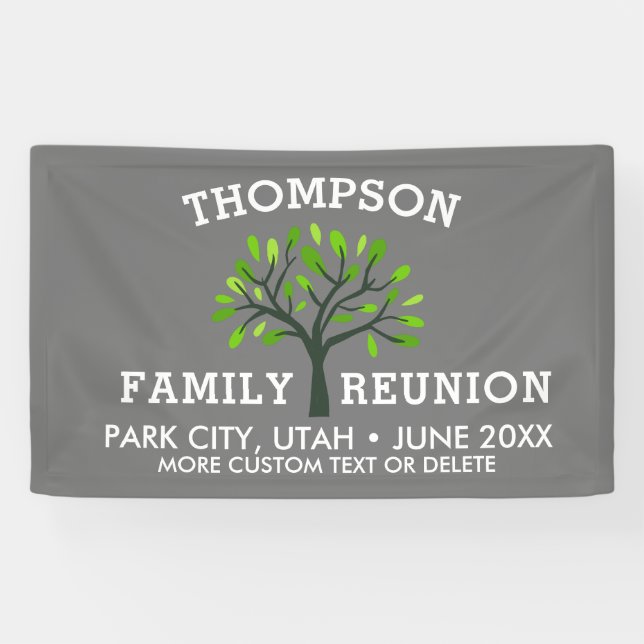 Family Reunion Tree Custom Name Location Date Banner (Horizontal)