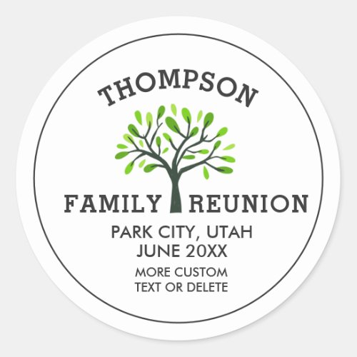 Family Reunion Tree Custom Name location date Classic Round Sticker