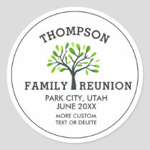 Family Reunion Tree Custom Name, location, date Classic Round Sticker